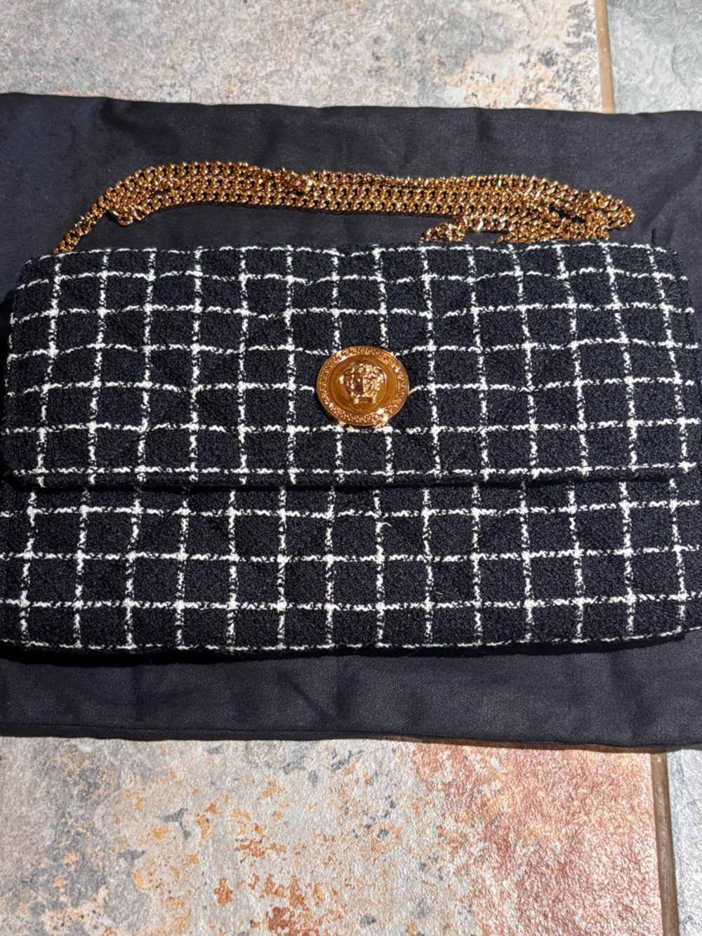 VERSACE tweed flap